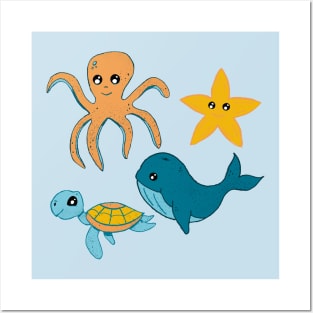 Cute Sea Creatures Posters and Art